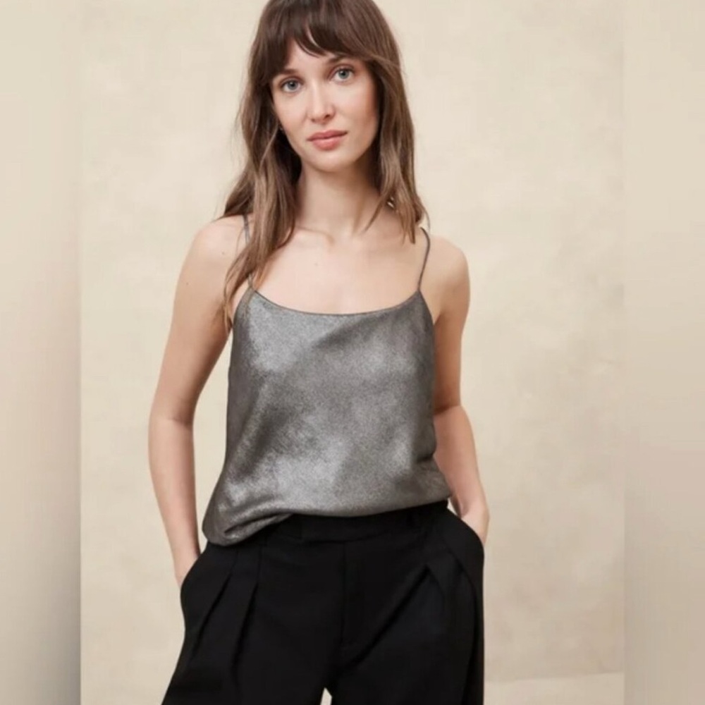 NWT Banana Republic Factory Silky Camisole Medium Gunmetal